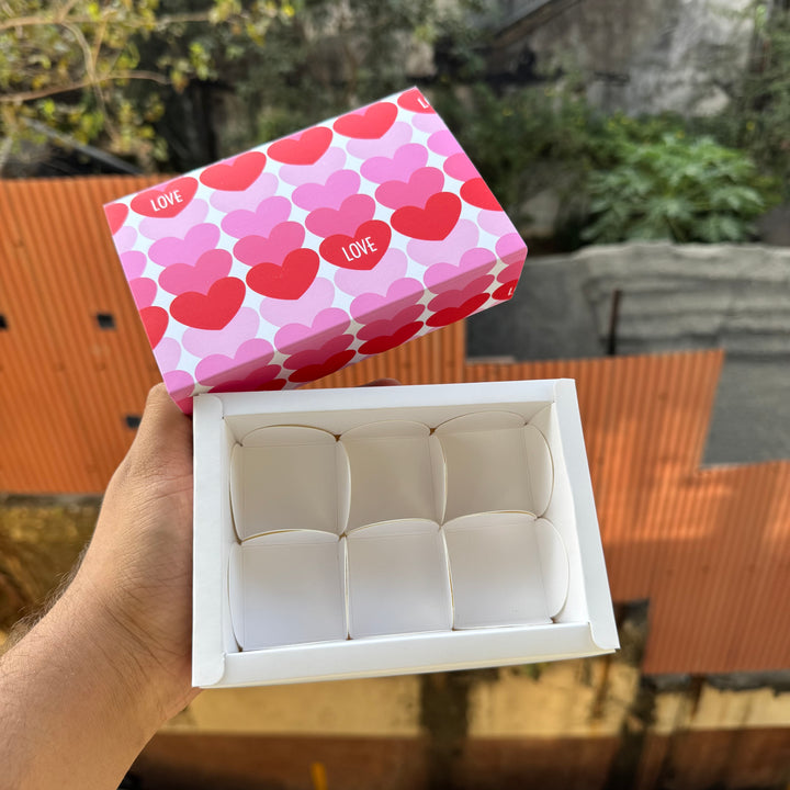 Valentine Premium 6 Cavity Box Mini Brownies , Candles , Macaroon and more (10pc)