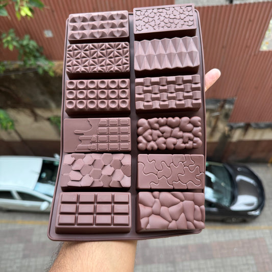 12 in 1 Mini Bar Designer Silicon Chocolate Brown Mould / Kunafa Mould