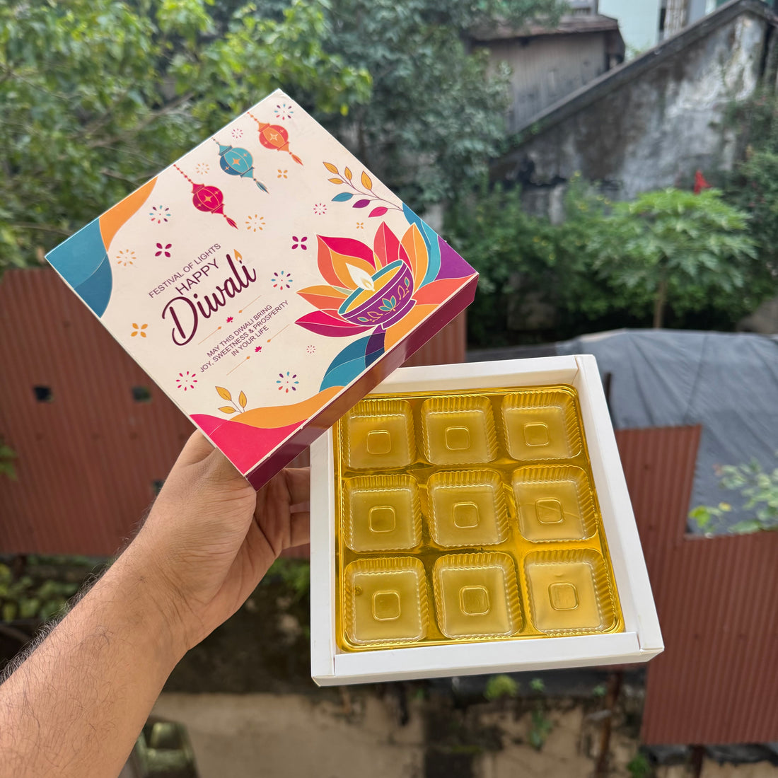 Diwali Slider Box (10pc) || 9 Cavity Size ~ Print B