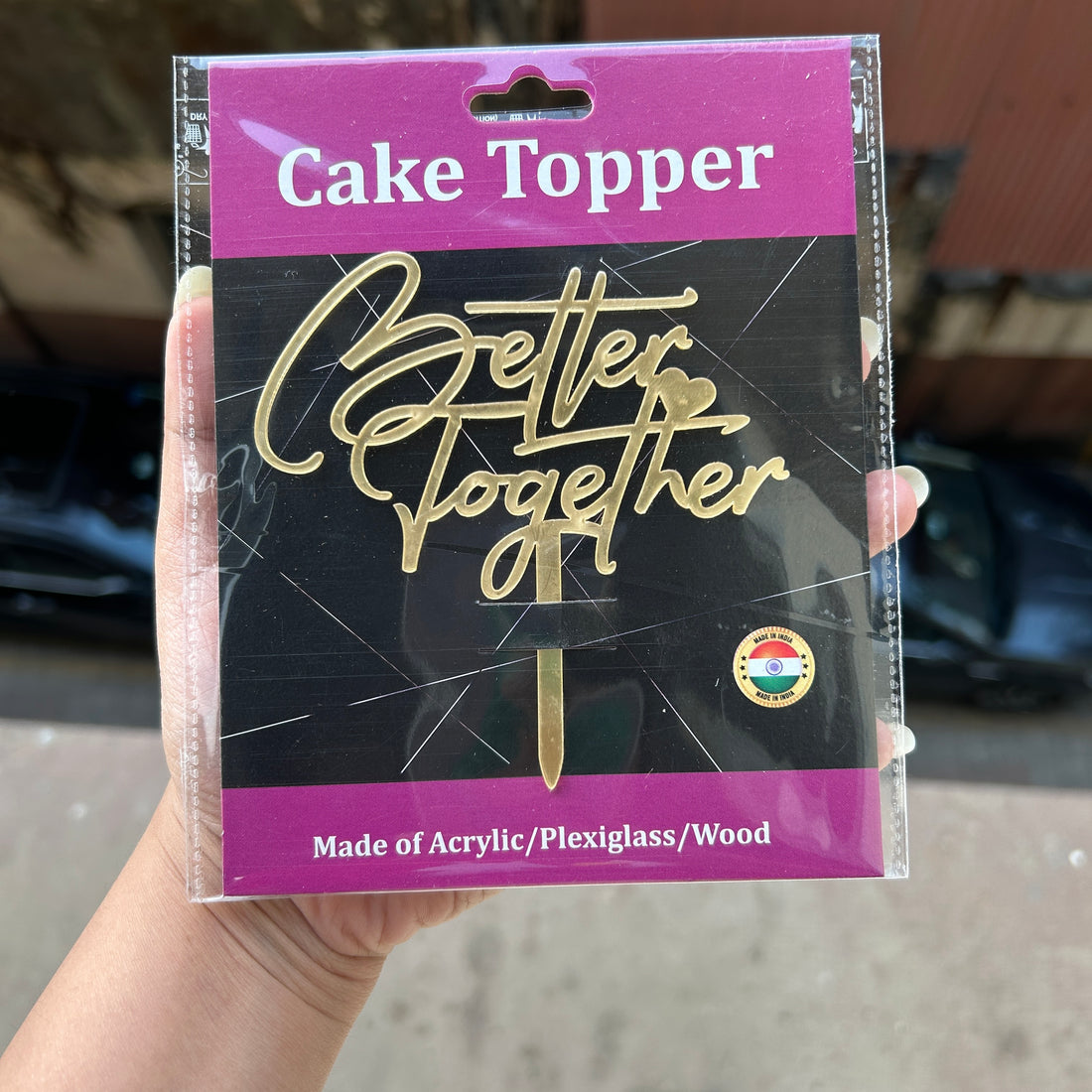 Better Together - Valentine 4” Gold Acrylic Topper 1pc