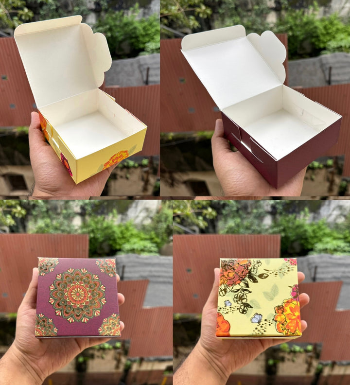 Kohinoor Collection 4Cavity Size Box For 1 Brownie with Foil Detailing (10pc)