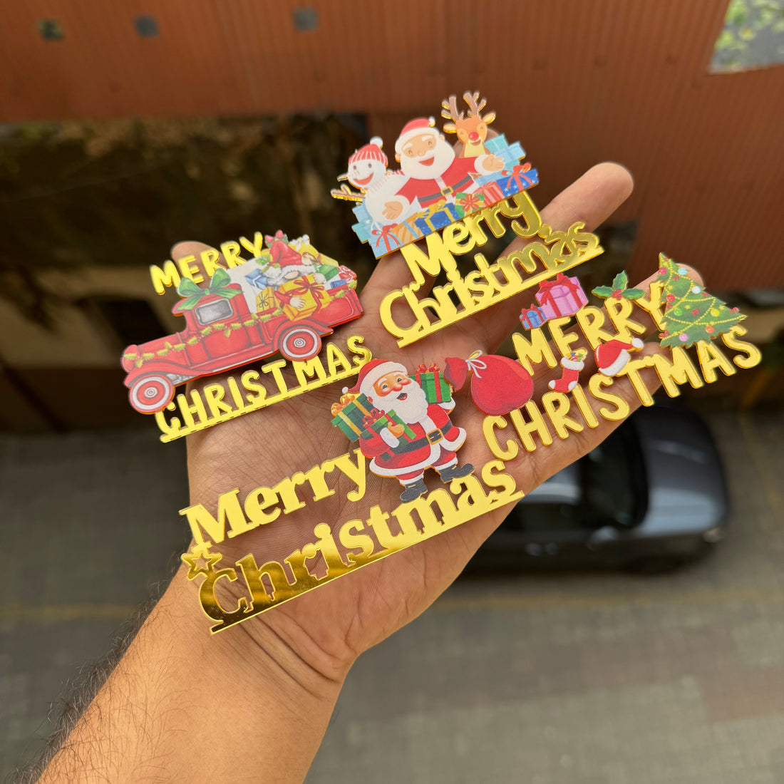 Christmas 4inch Charms With Colourful Elements ~ 5pcs #DesignC