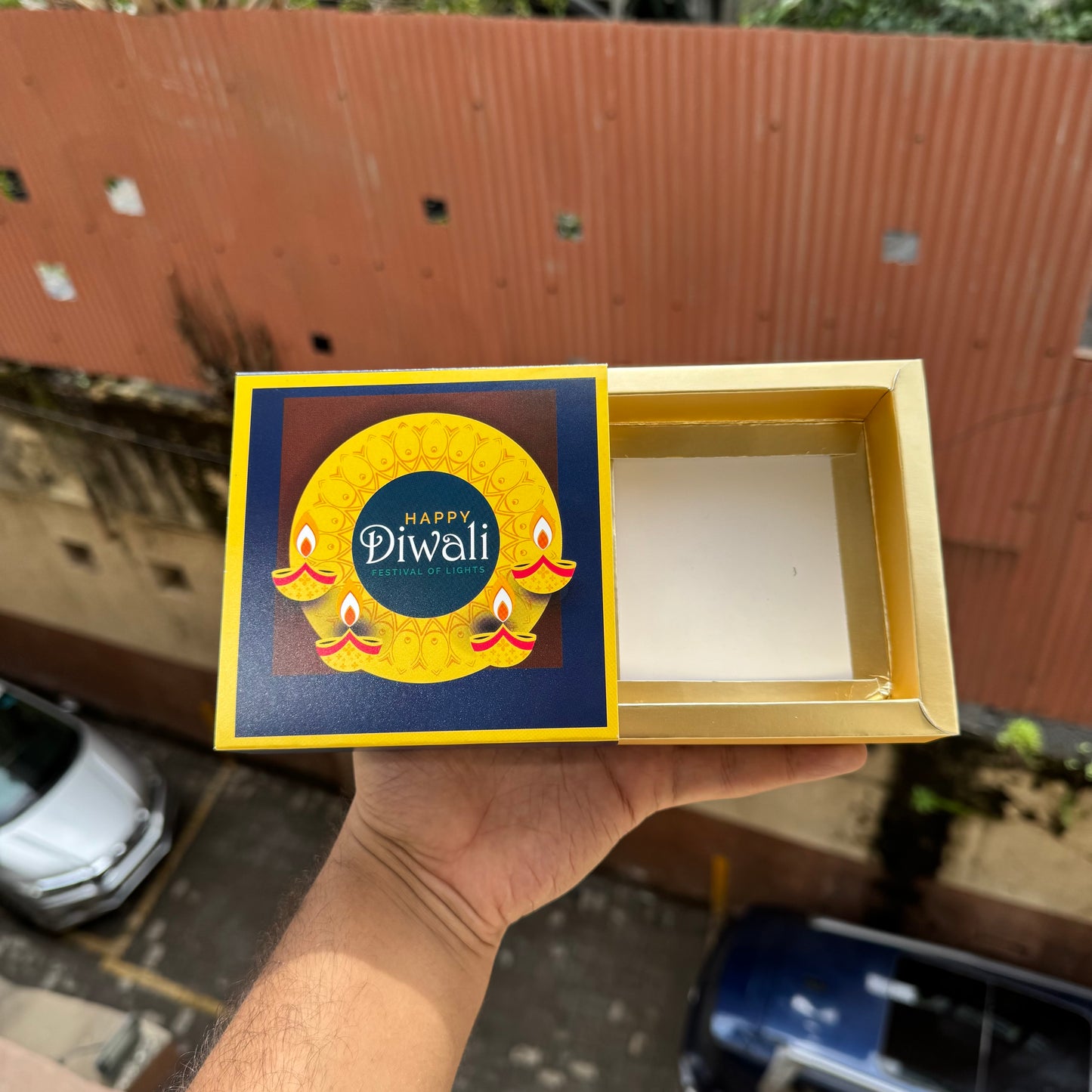 Diwali Slider Box - 4Cavity Size - Use For Brownie / Chocolate / Candle & More (10pc)