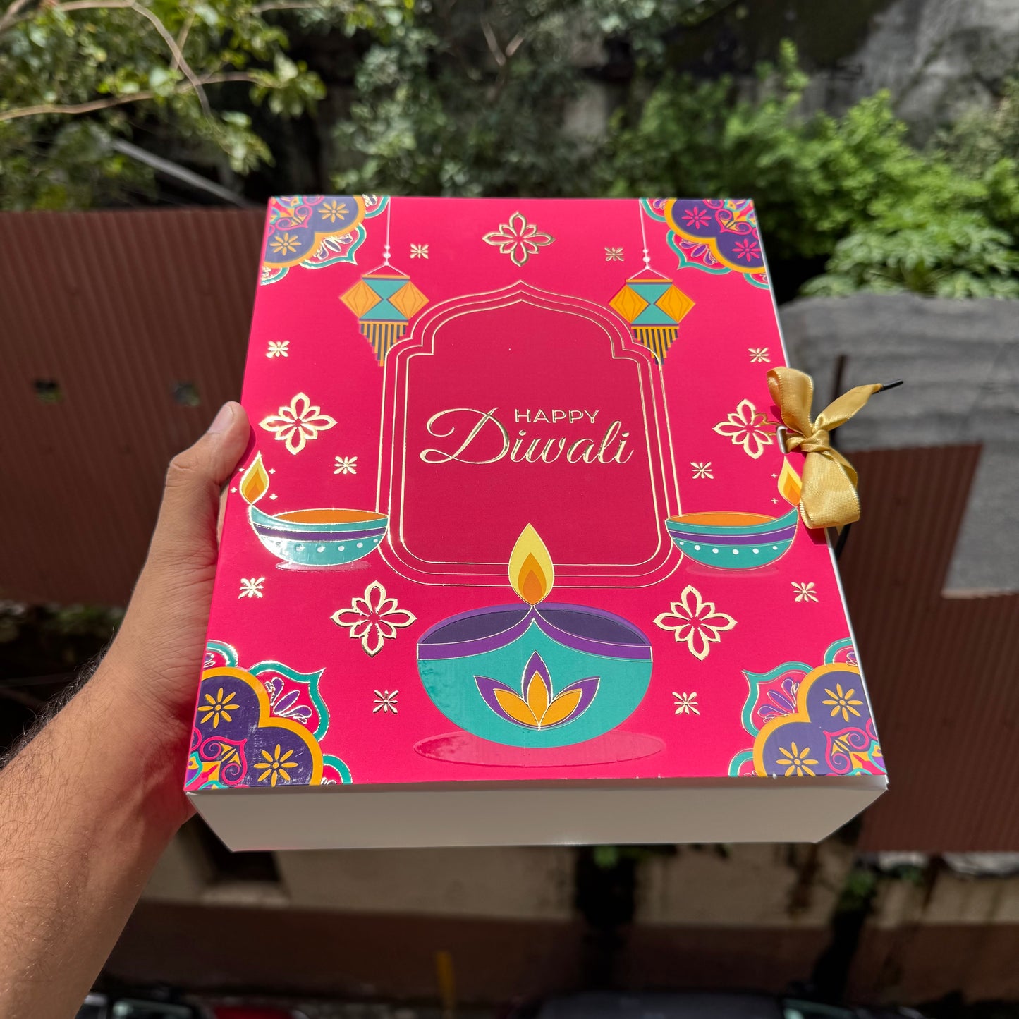 Diwali Foiled Premium Hamper Box with Ribbon (10pc)
