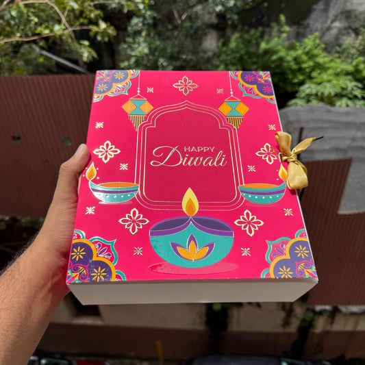 Diwali Foiled Premium Hamper Box with Ribbon (10pc)