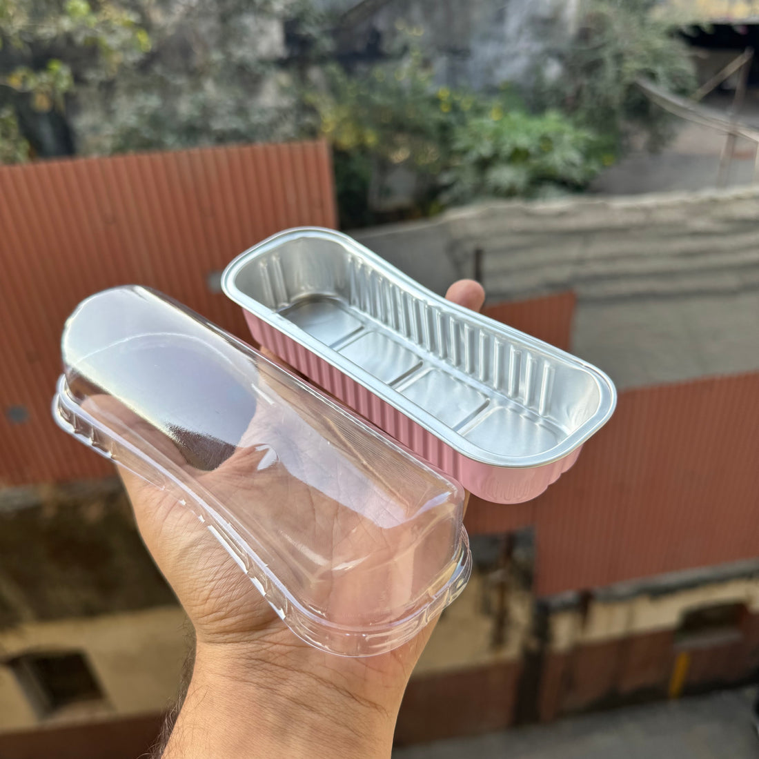 Rectangle Foil Bakeable Container Pink (10pc)