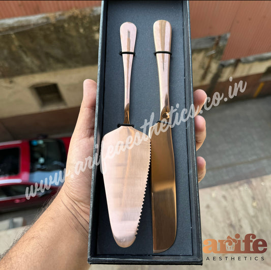 Rose Gold Wedding Knife and Pastry Lifter Set of 2