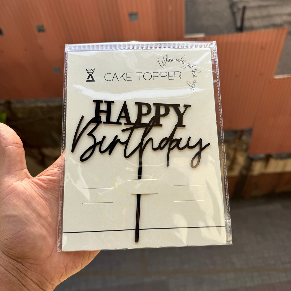 Happy Birthday Black Signature Font Topper (1pc) 5inch