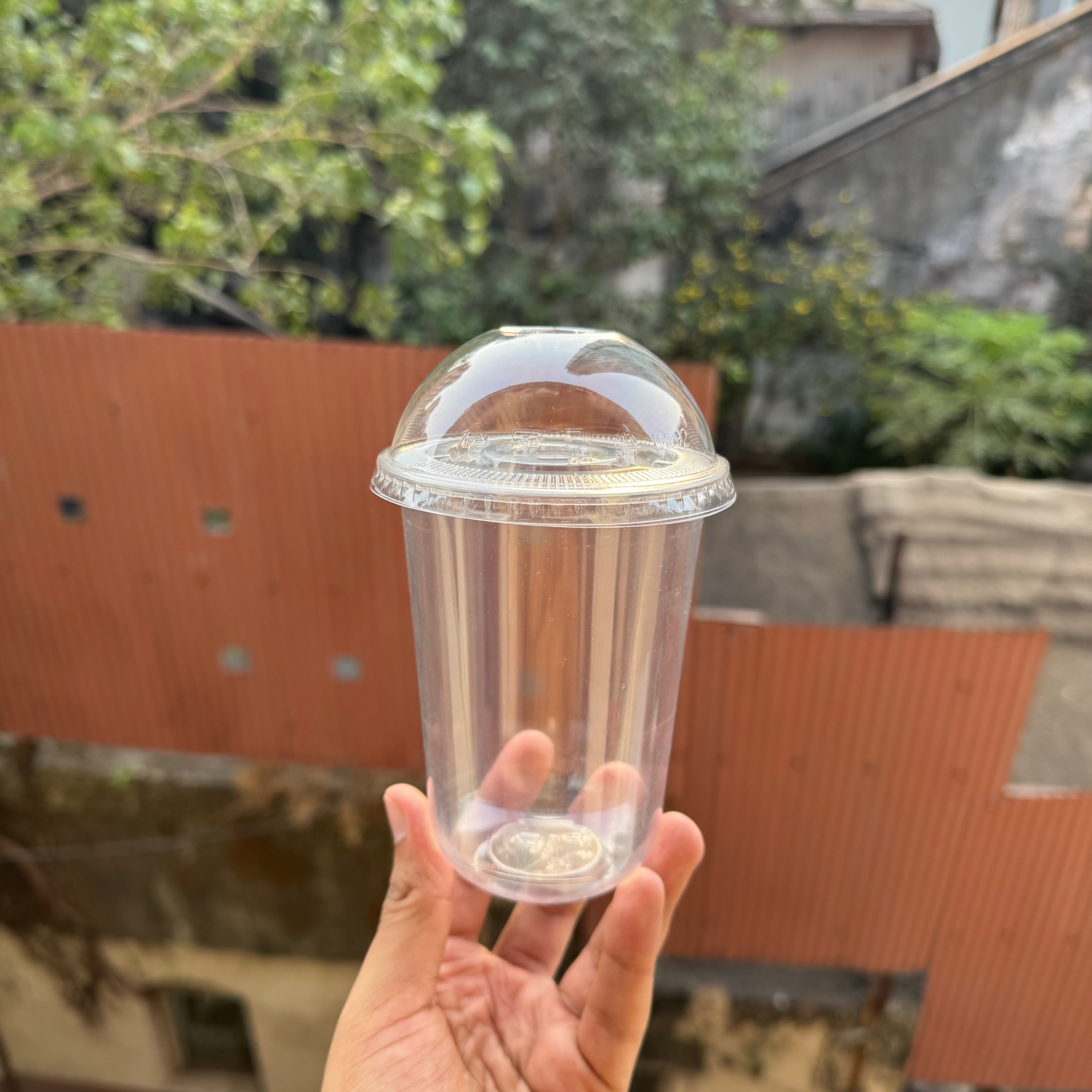 Clear Cookie Dip Cup with Dome Lid (500ml) U SHAPE – Dessert Cup for Brownies & Cookies (10 pcs)