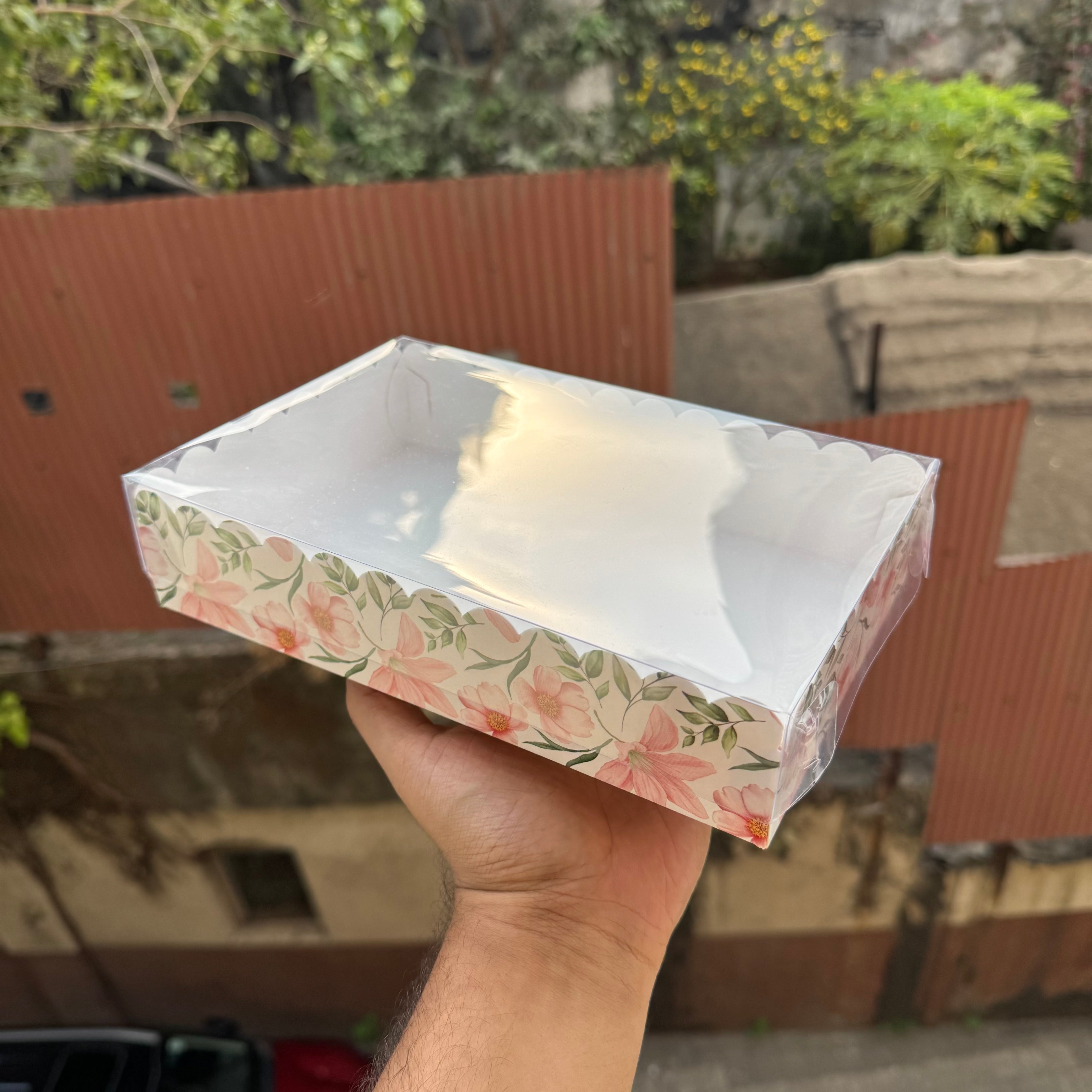 Rectangle Frill Box With Lid (10pc) • - PRINTED