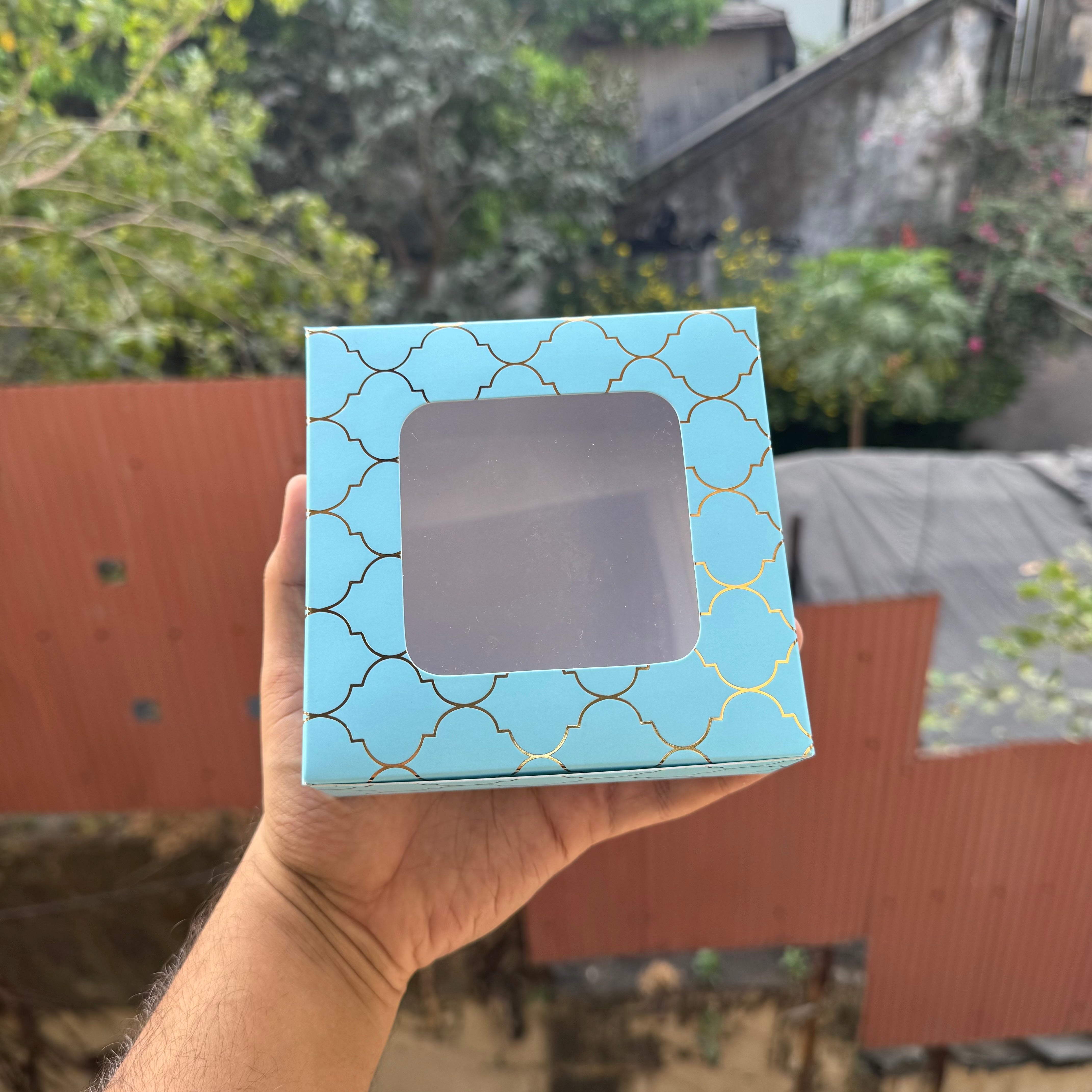 Moroccan Foil Box | 5x5x2inch | Blue & Gold (10pcs)