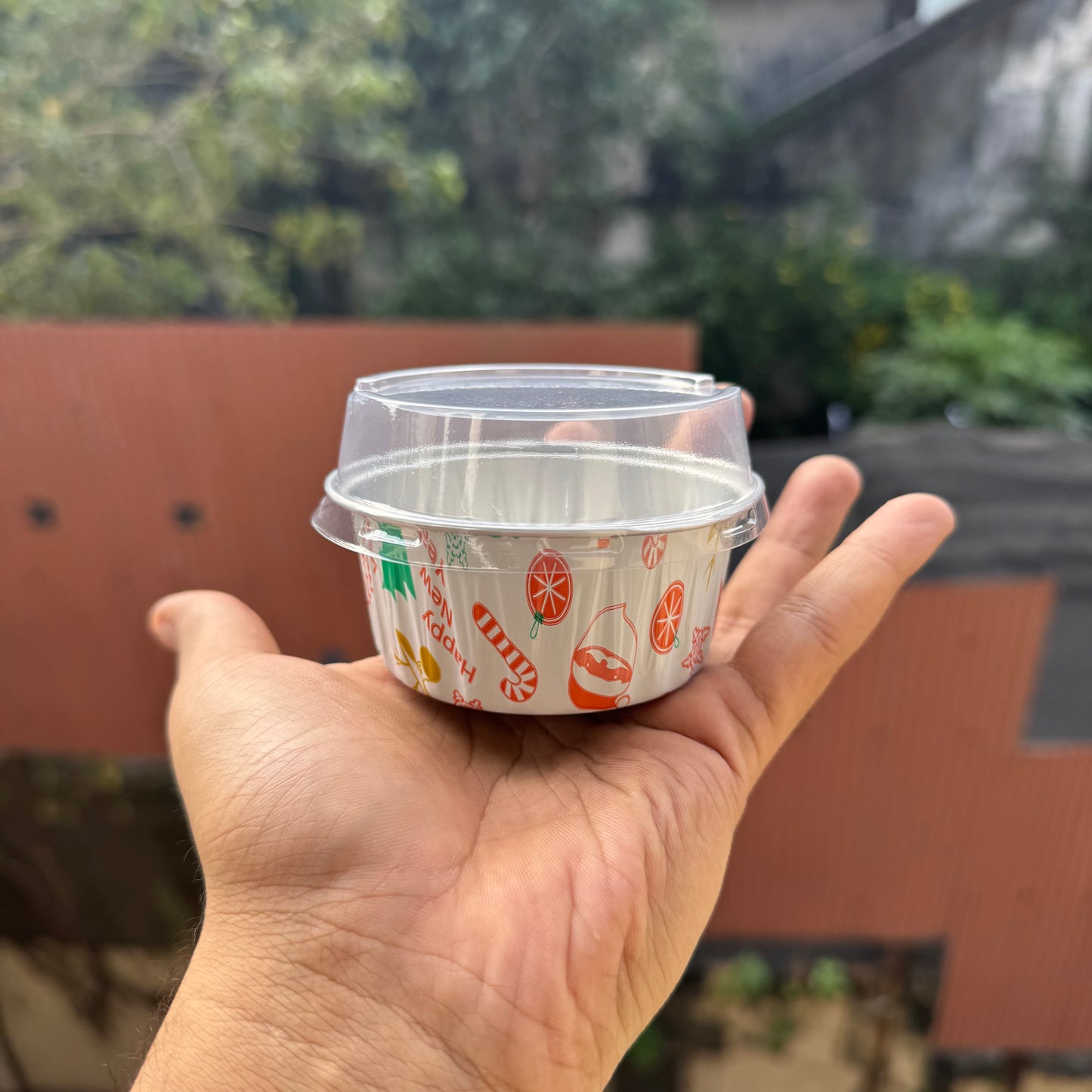 Christmas Foil Bakeable Round Cups with Lid (10pc)