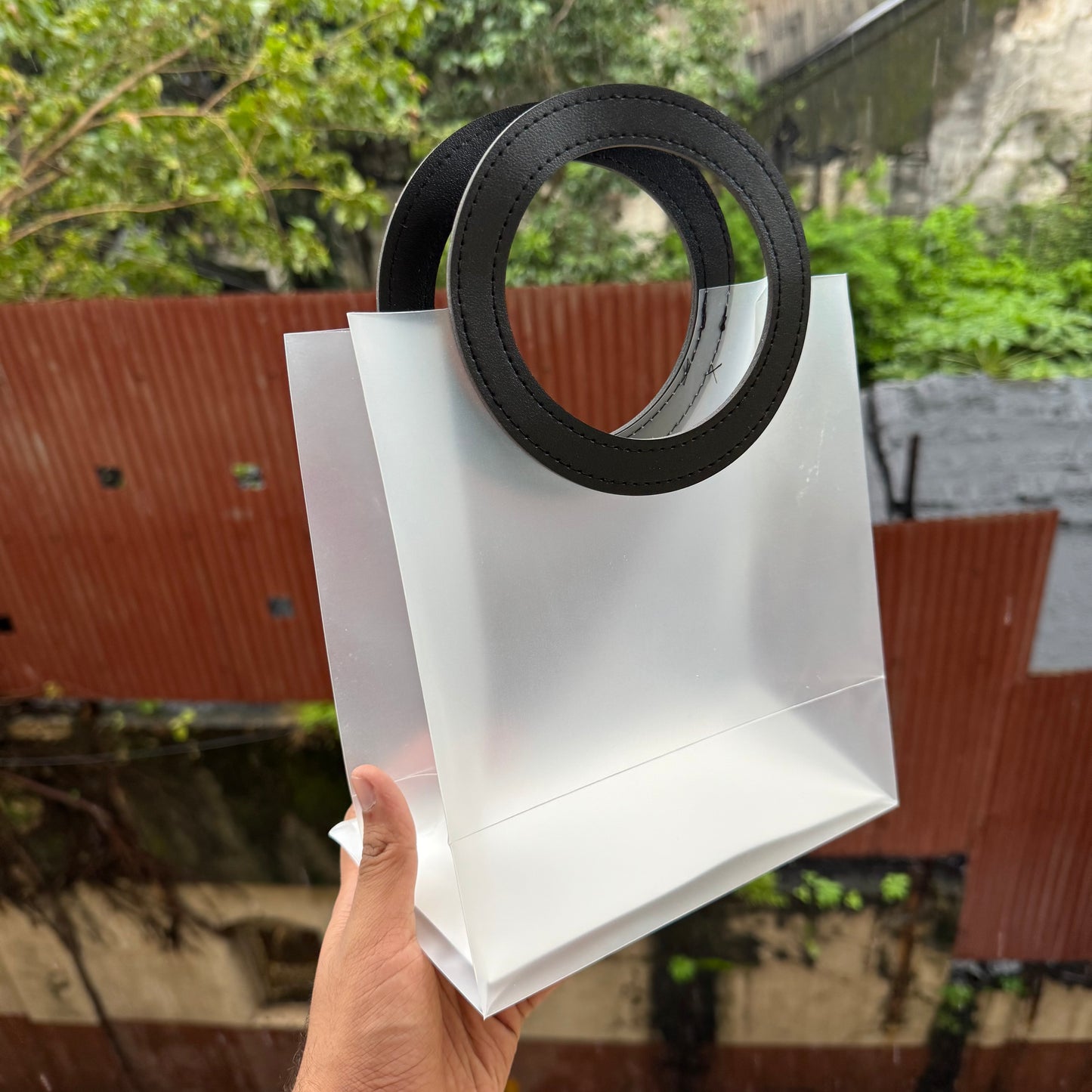 Pvc Frosted Round Bag 8x9 (10pc) Black