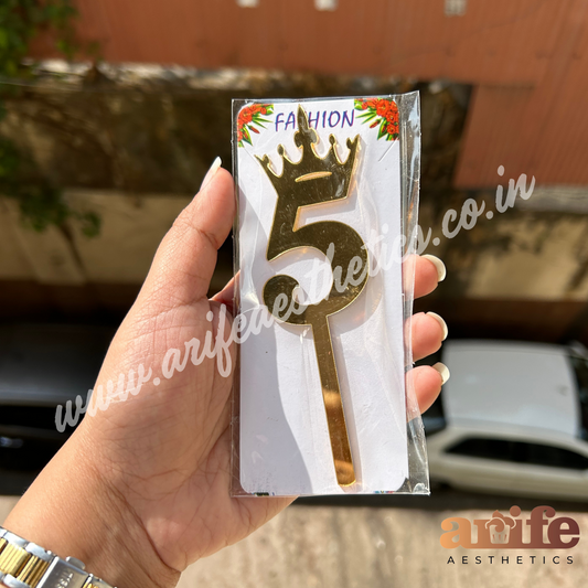 Acrylic Gold Number Topper No. 5