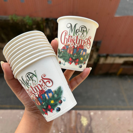 Christmas Disposables - Xmas Paper Cups 210ml (10pcs)