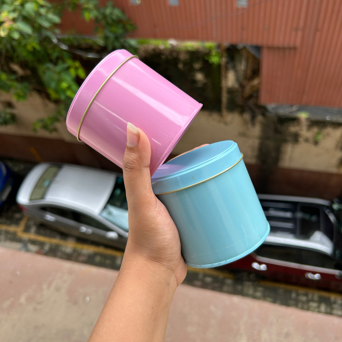 Blue Mini Dream Tin - for candles , dry fruits , cookies , gifts and more