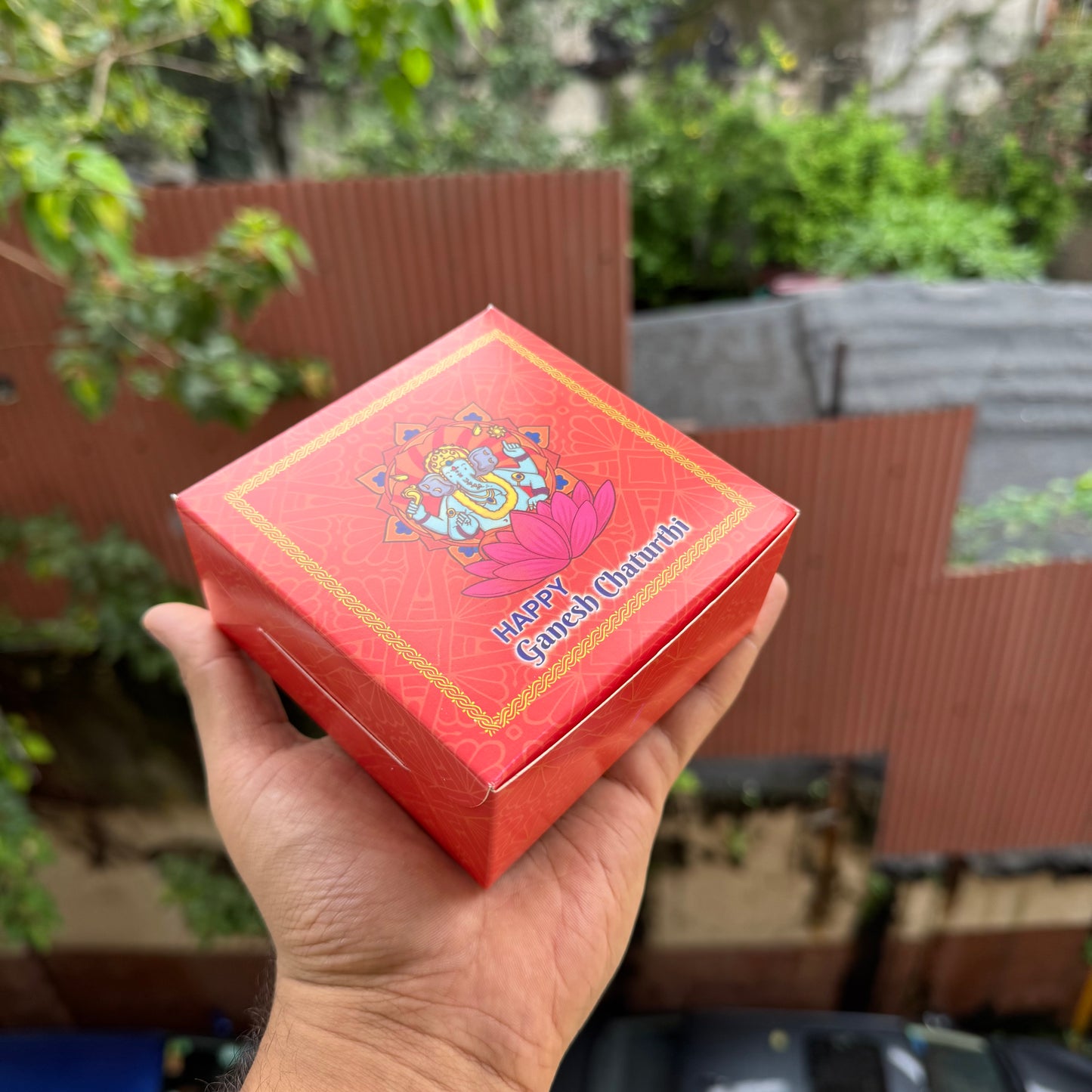 4 Modak Box For Ganesh Chaturthi (10pc) with gold premium cavity