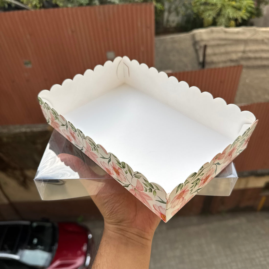 Rectangle Frill Box With Lid (10pc) • - PRINTED