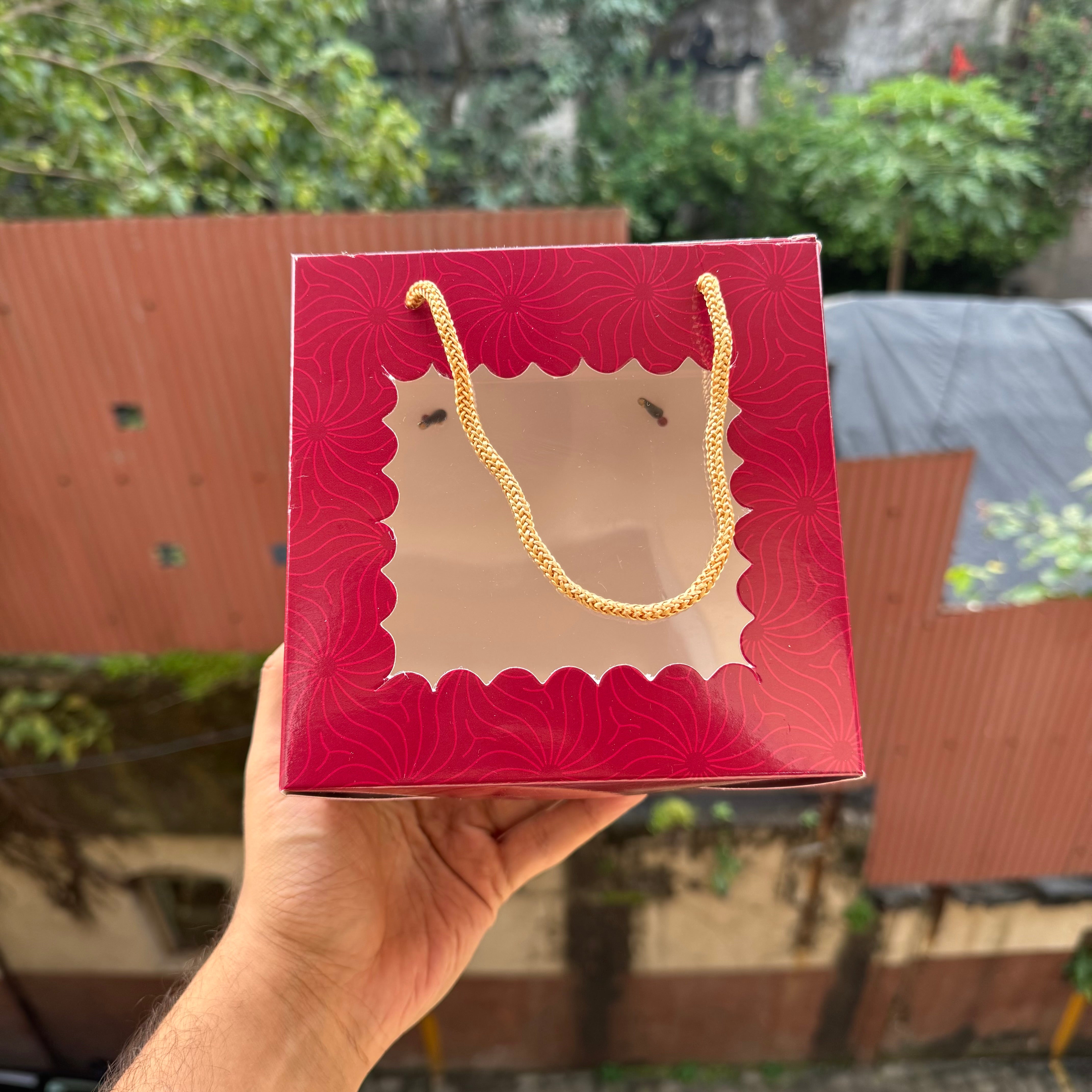 Festive Hamper Bag 6x6x4inch (10pc) | Fuchsia