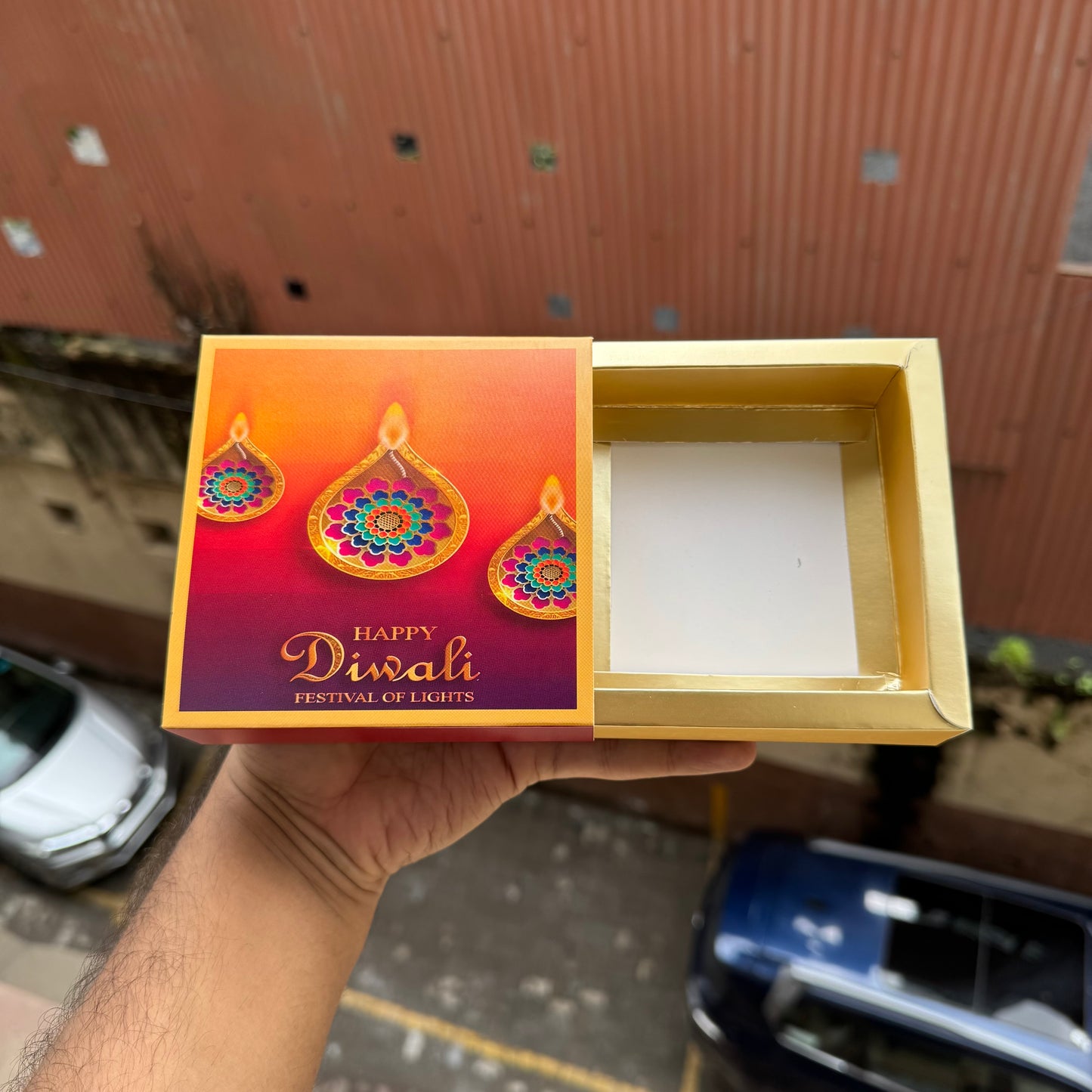 Diwali Slider Box - 4Cavity Size - Use For Brownie / Chocolate / Candle & More (10pc)