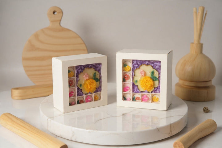 Tea Light + Big Candle White Box with Partition  CK13 (10pc)