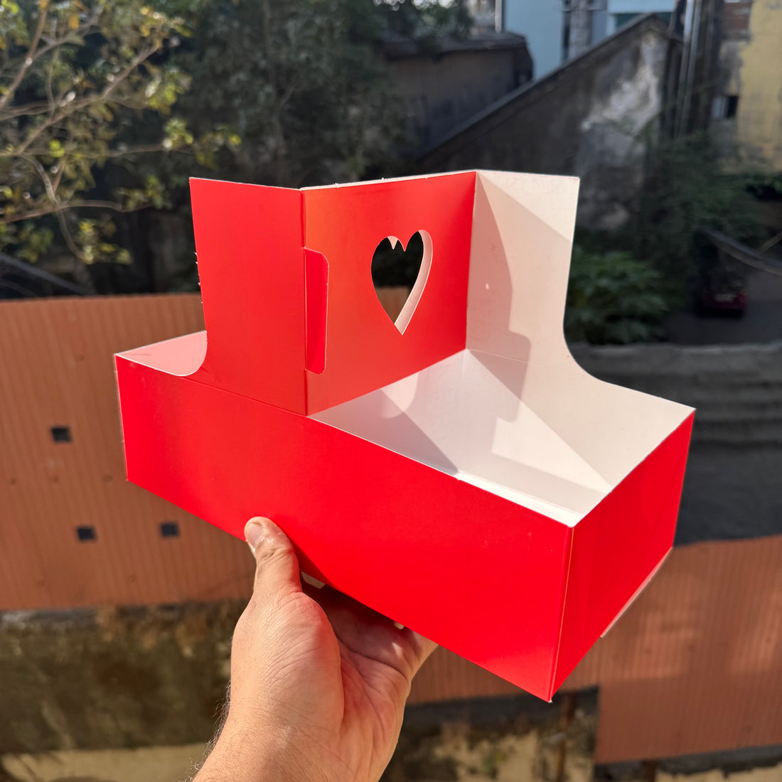 Valentine Red Heart Handle Hamper Box (10pc)