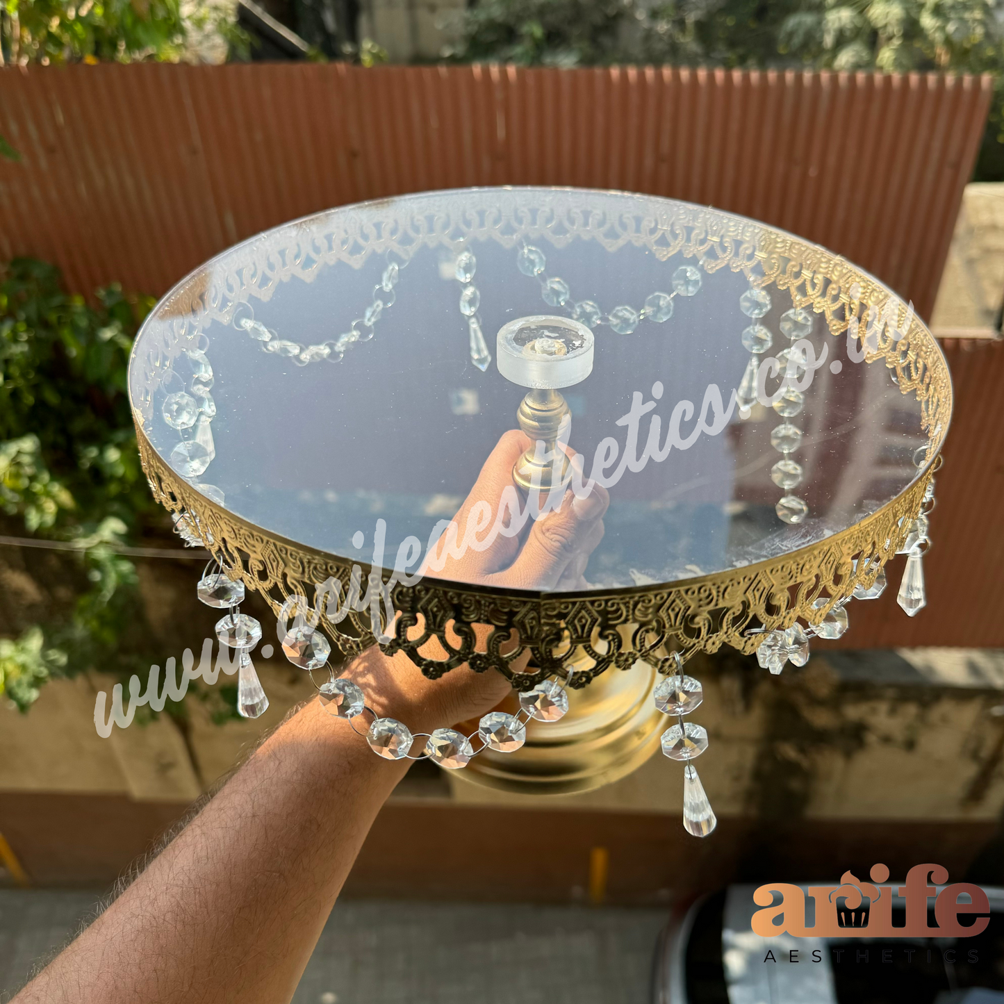 Cake Stand Gold Acrylic Top