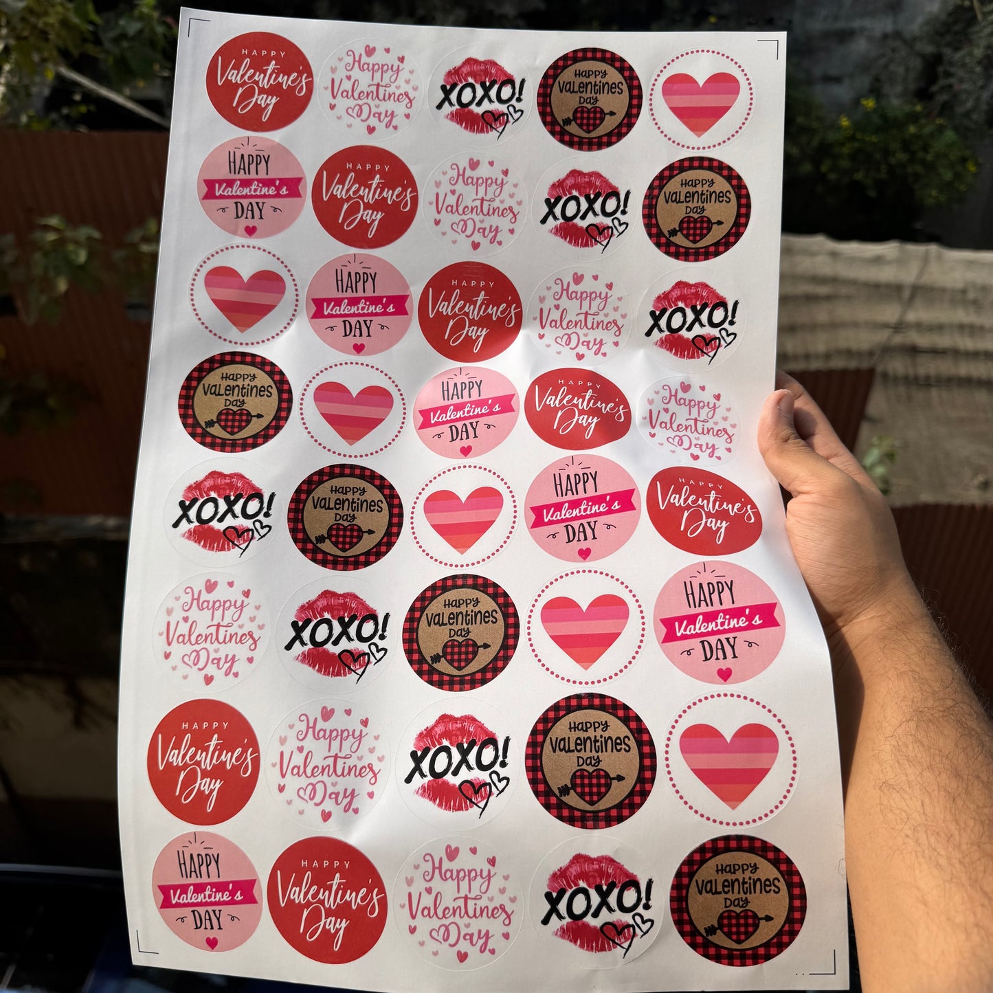 Valentine Round Cut Sticker Sheet - Transparent