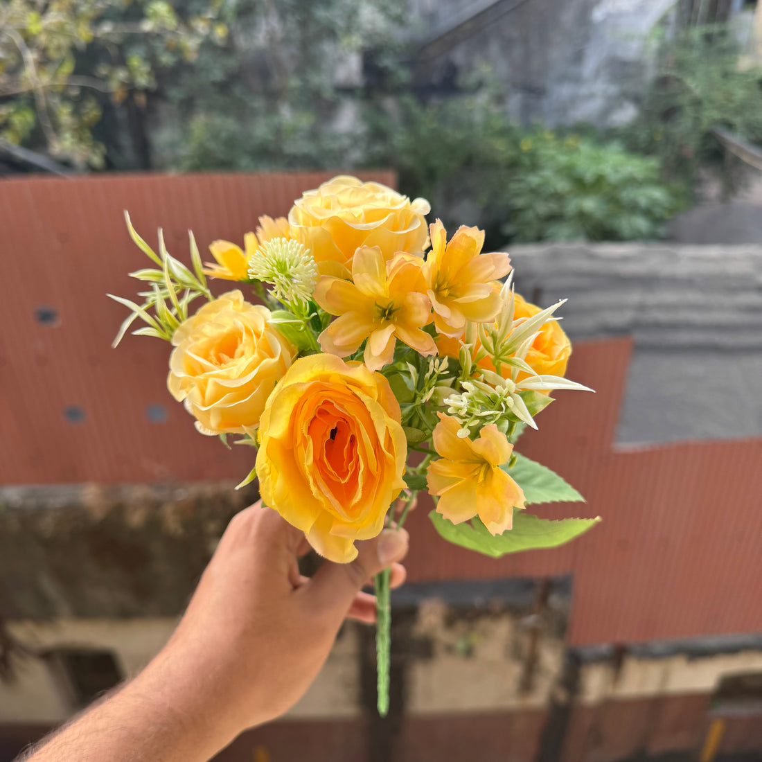 Artificial Flower Bunch With Stem and Leaves (1pc) #480
