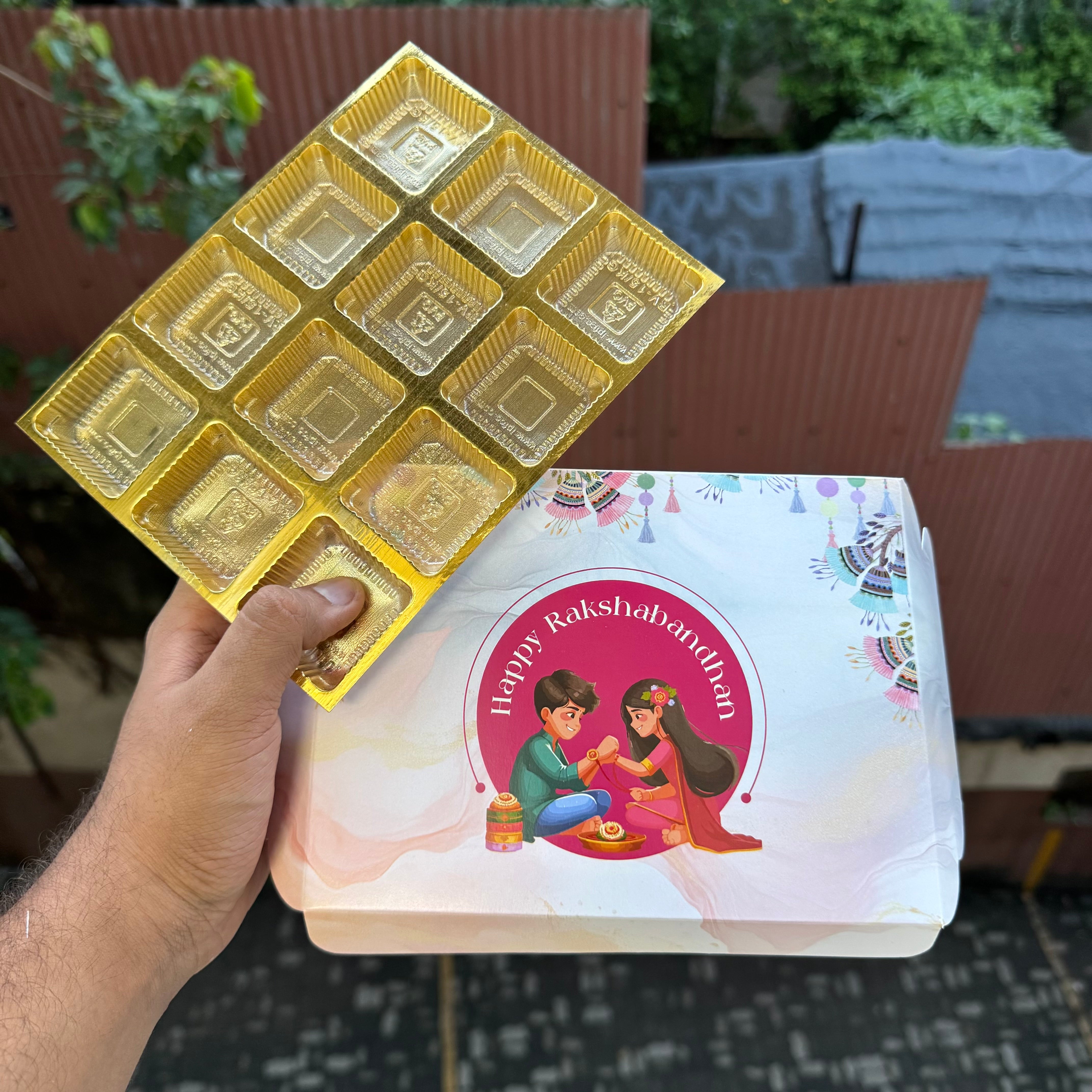 Rakhi 12 Cavity Chocolate Box (With Cavity) - 10 pc Set • 12Cavity Size