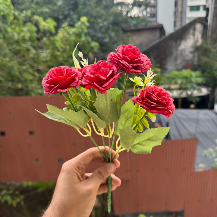 Artificial Flower Bunch With Stem and Leaves (1pc) #B [choose your colour]