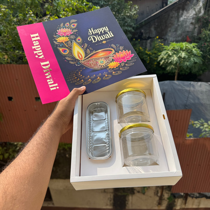 Top Tier Diwali Hamper Box With Premium Cavity Inserts (10pc) • [Box + Cavity + Ribbon Included]