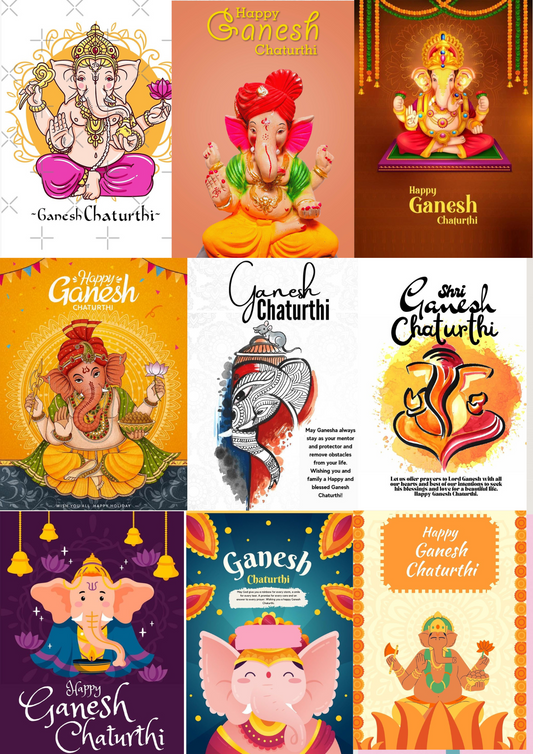 Ganpati / Ganesh Chaturthi Cards Set Of 10 pc