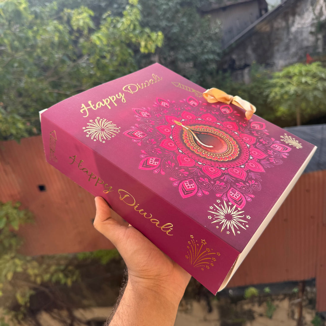 Diwali Foiled Premium Hamper Box with Ribbon 10pc | #C