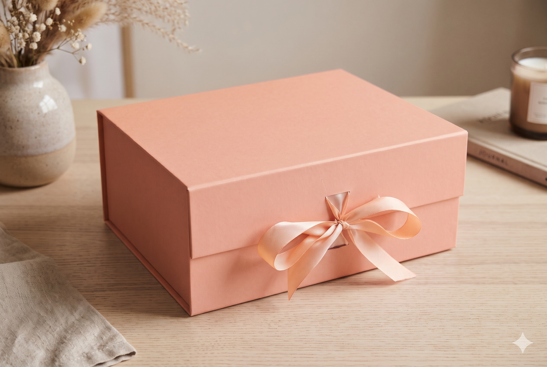 Collapsible Ribbon Trunk Hamper Box ~ Peach (1pc)