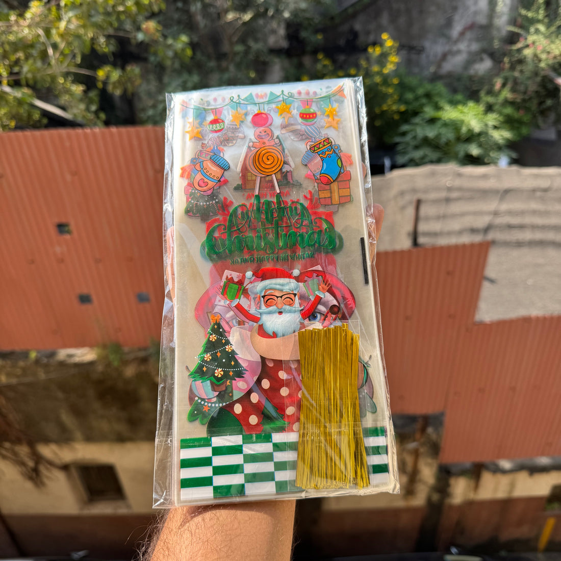 Christmas Transparent Cookie Bag with Twist Tie (50pcs)