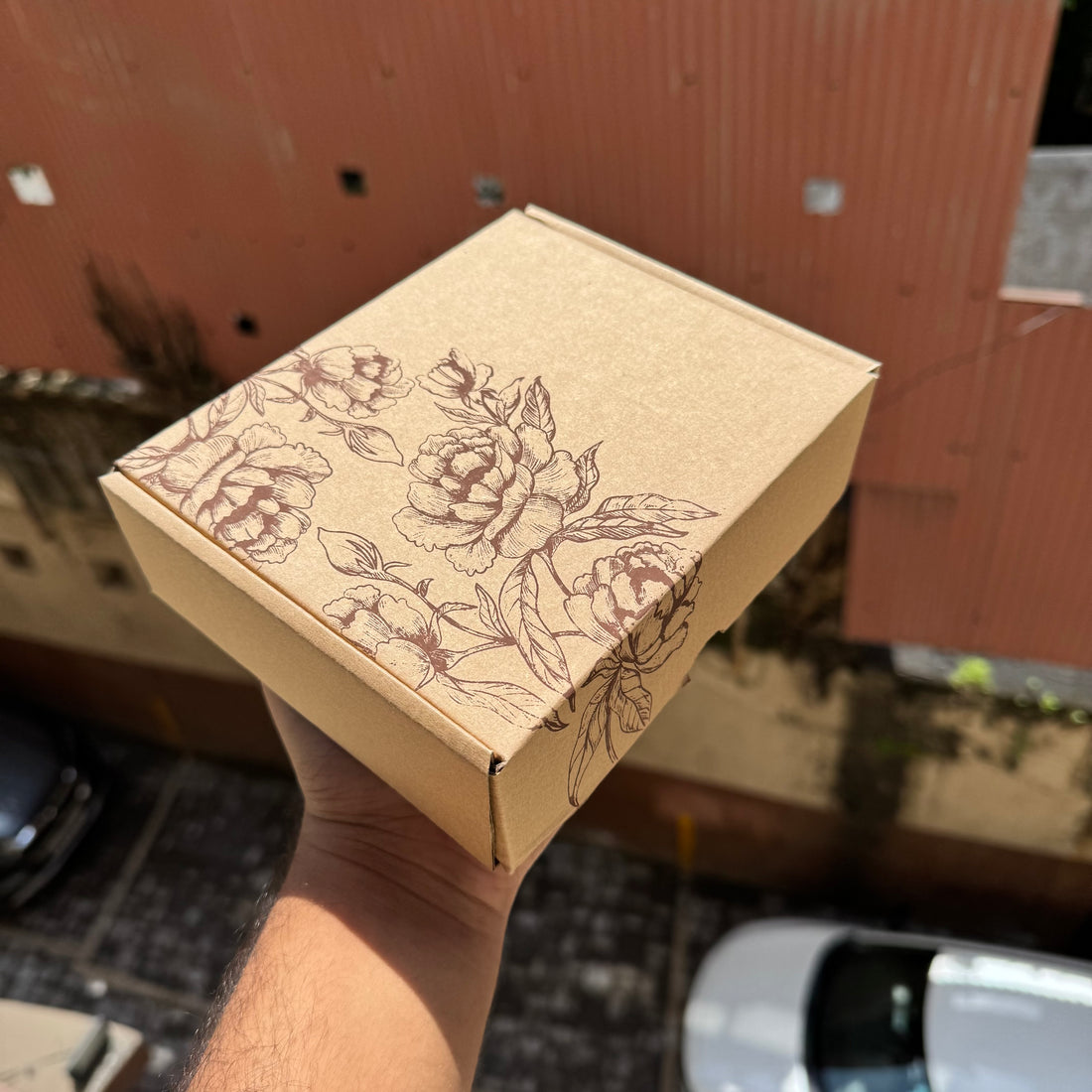 Rectangle Floral Corrugated Box (10pc)