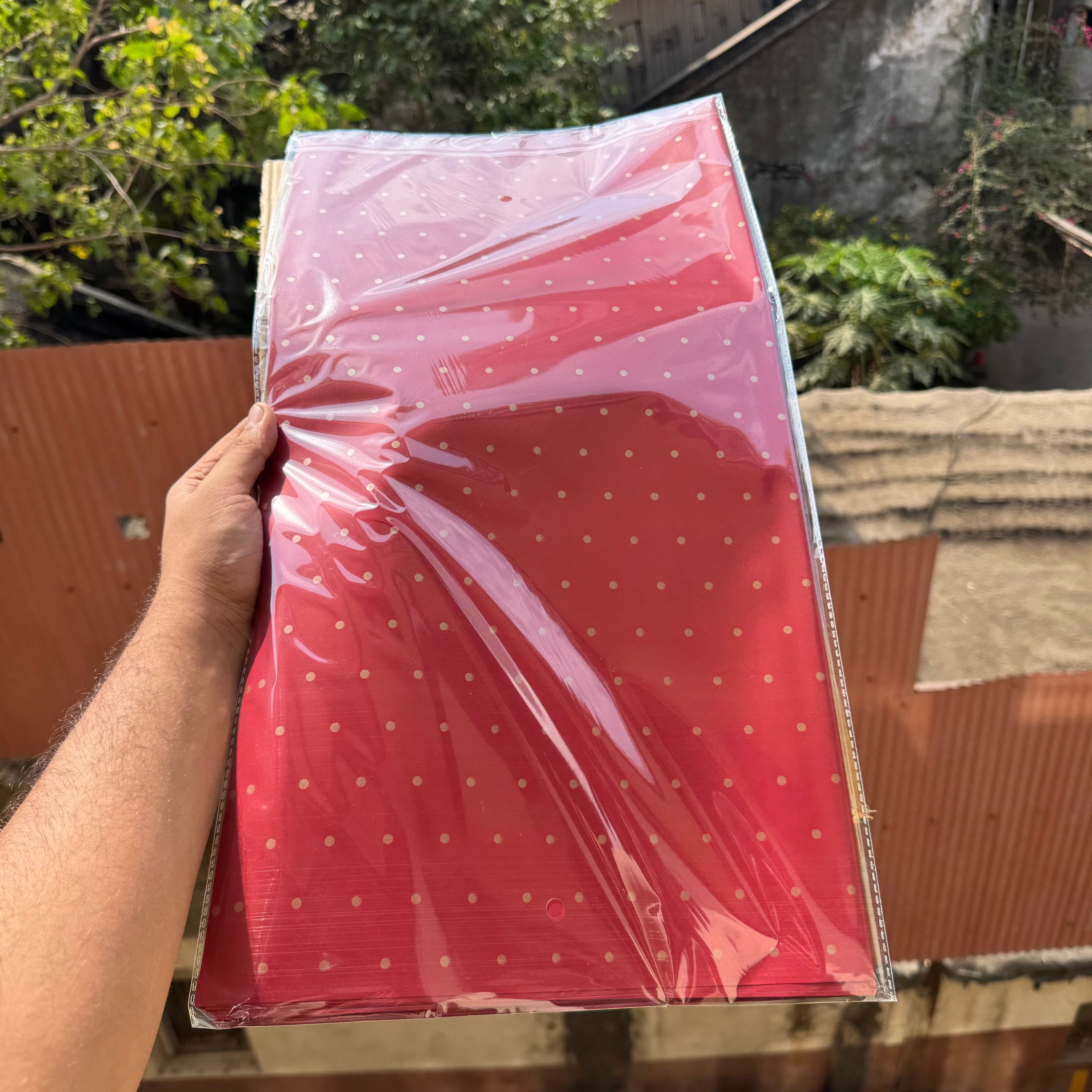 Bouquet Wrapping Sheet - Polka Dot - Deep Red (20 sheets)