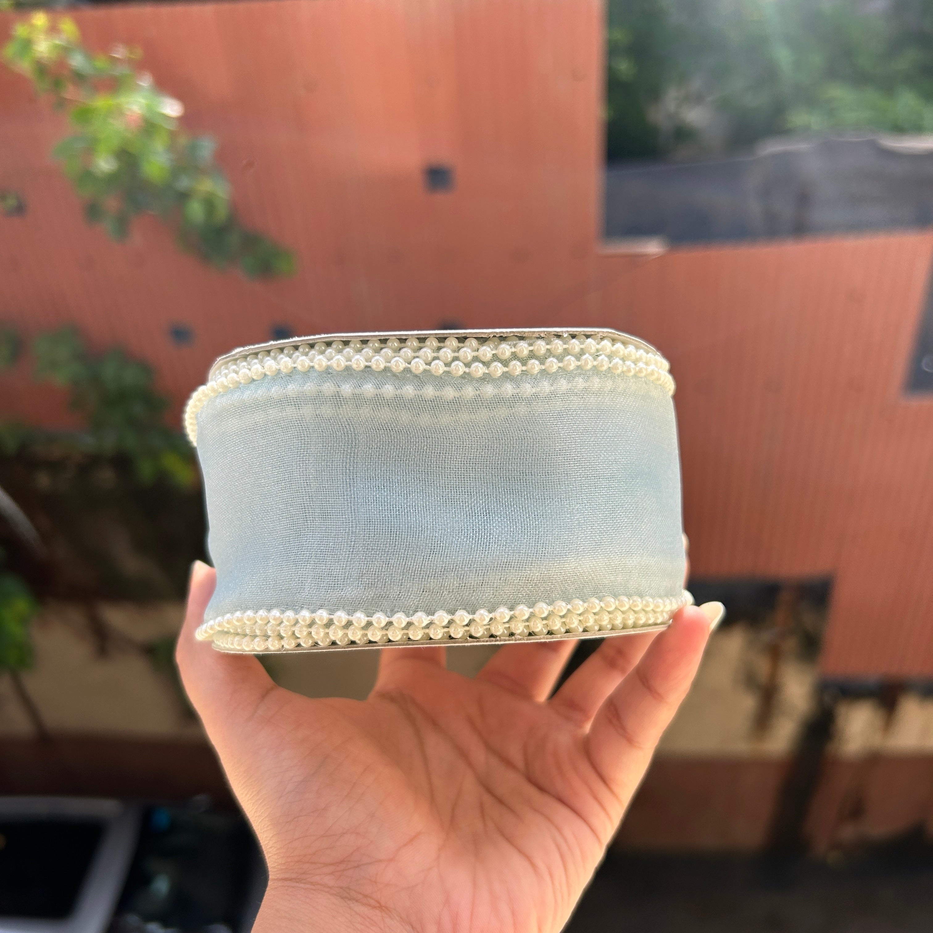 Powder Blue Trending Pearl Ribbon