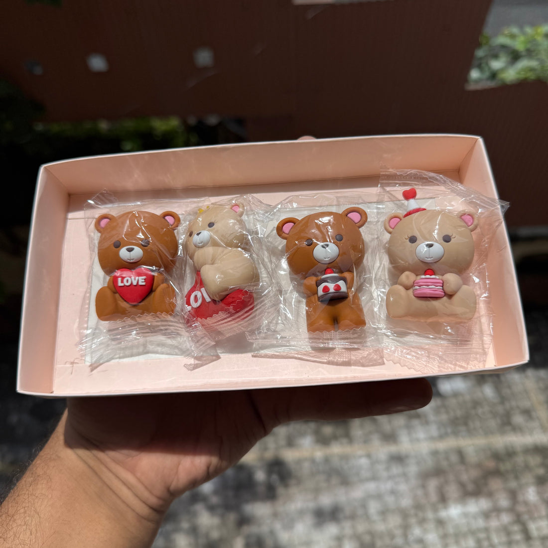 Cute Teddy Toy Topper Set Of 4pc