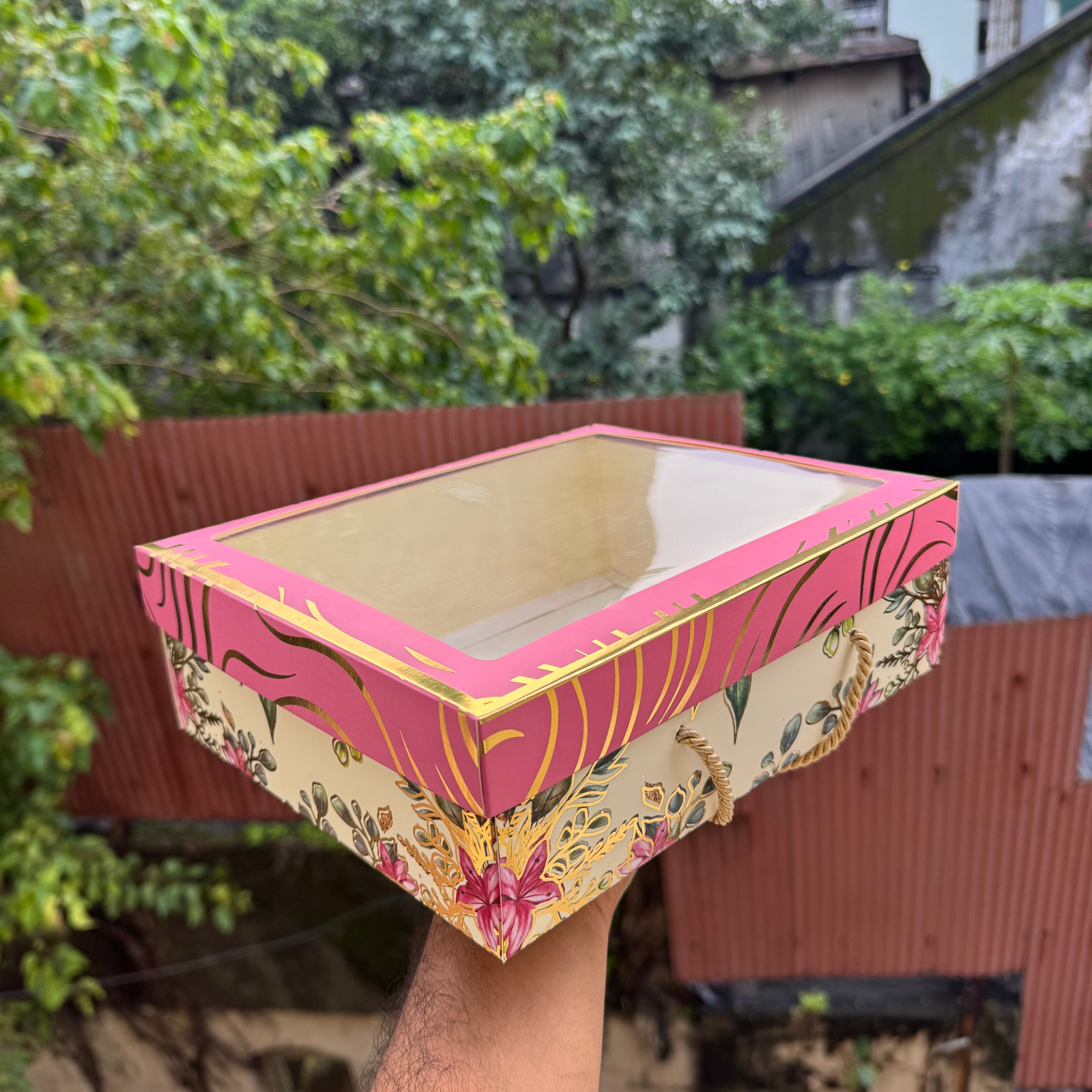 Tyohar Collection Pink Top Bottom Hamper Box (10 pc)