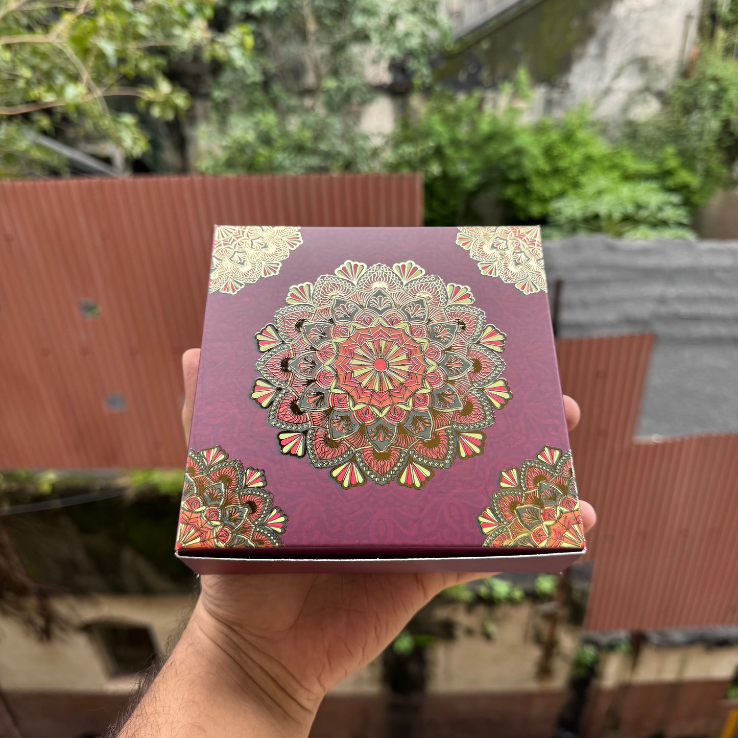 Kohinoor Collection 9Cavity Box For Chocolates / Brownies / Truffles / Candles and More with Gold Foiling Detailing (10pc) WITH Cavity