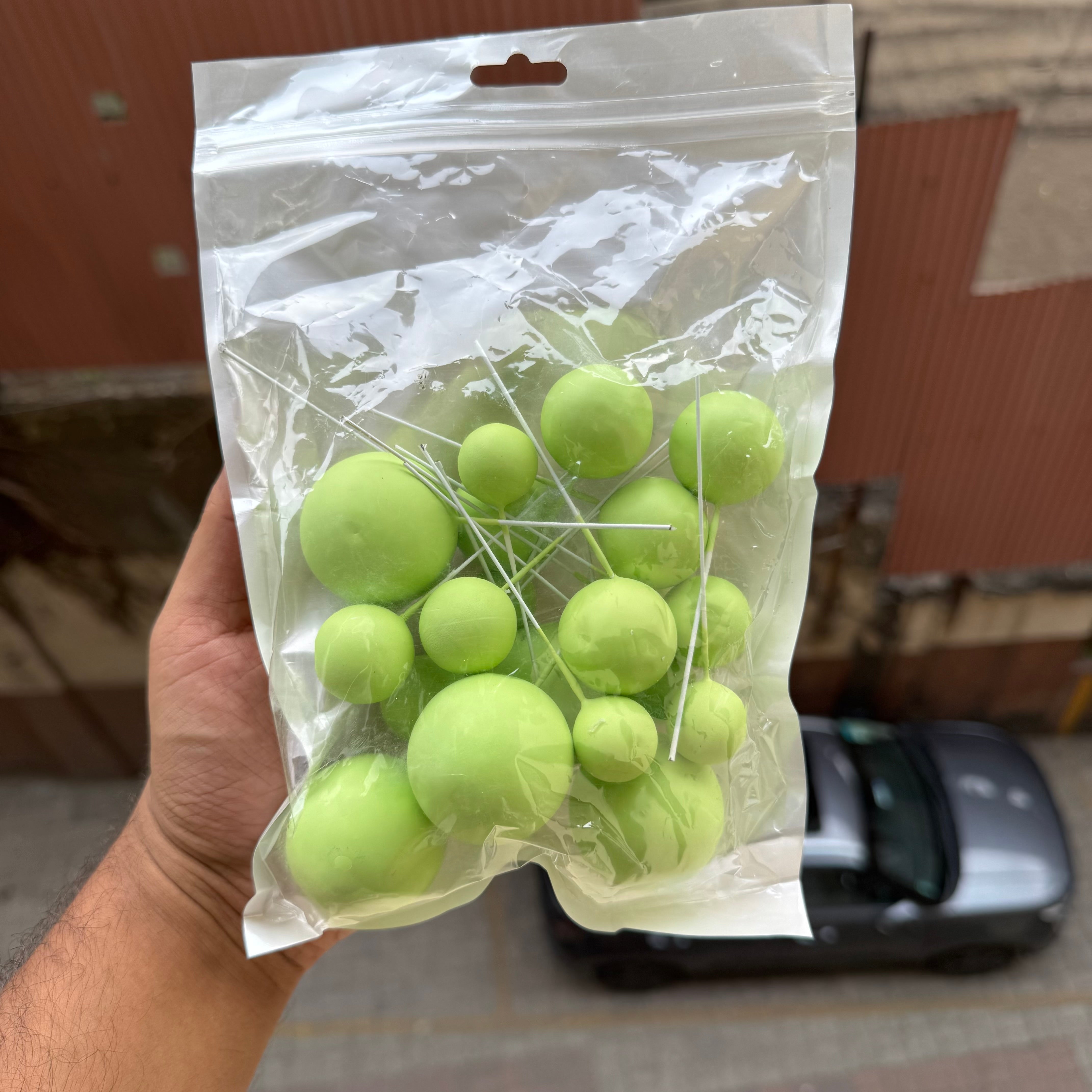 Pastel Faux Ball - Lime Green