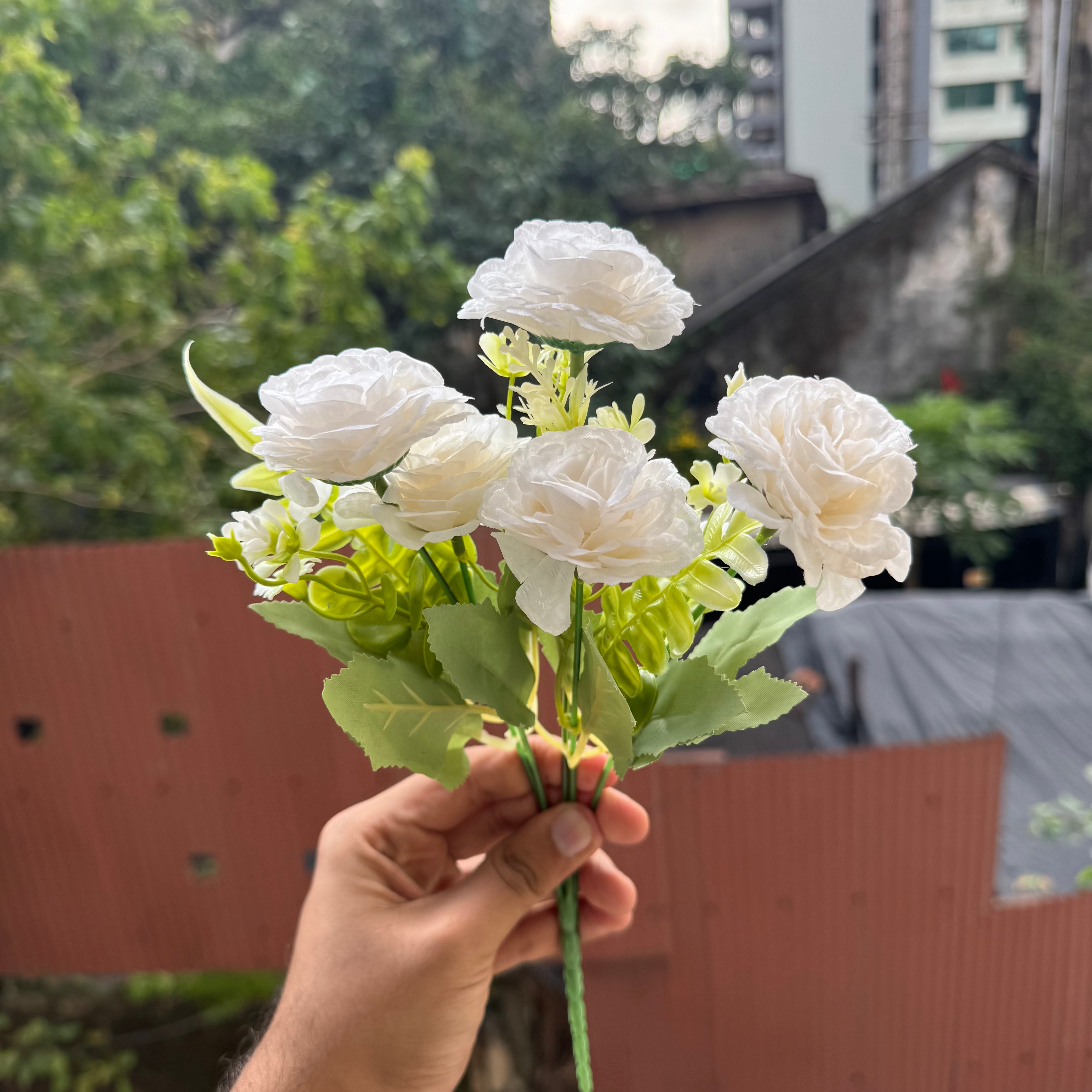 Artificial Flower Bunch With Stem and Leaves (1pc) #B [choose your colour]