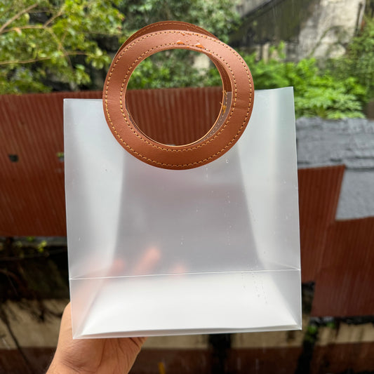 Pvc Frosted Round Bag 8x9 (10pc) Tan Brown