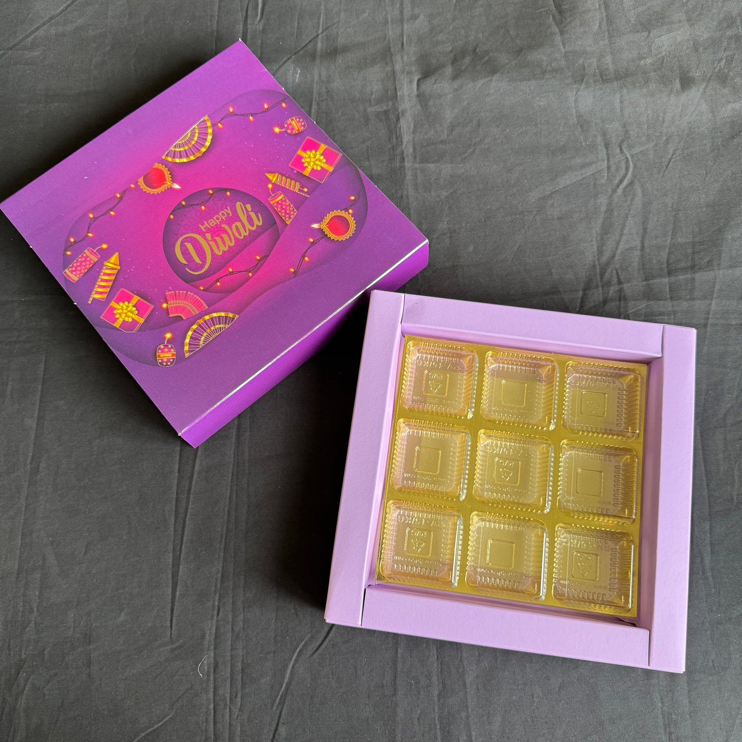 Diwali Foiled 9 Cavity Slider Box (10pc)