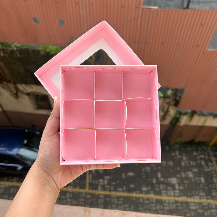 9 Cavity Top Bottom Premium Box For Chocolates / Candles / Mini Brownie / Truffles and more (10pc)