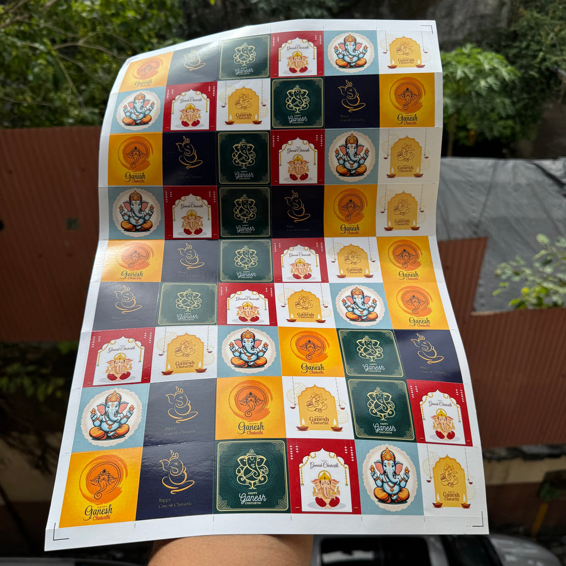 Ganesh Chaturthi Sticker Sheet Square (54 stickers)