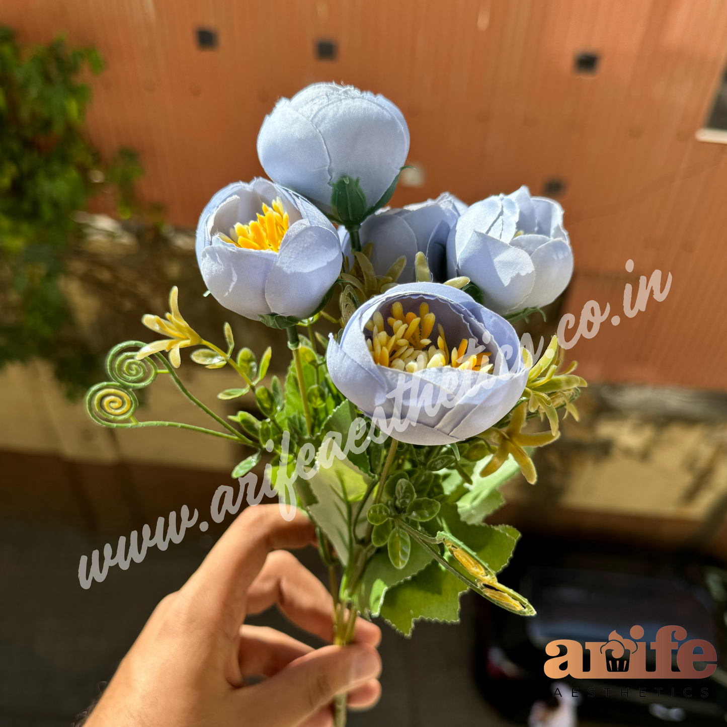 Blue Peony Artifical Flower Bunch