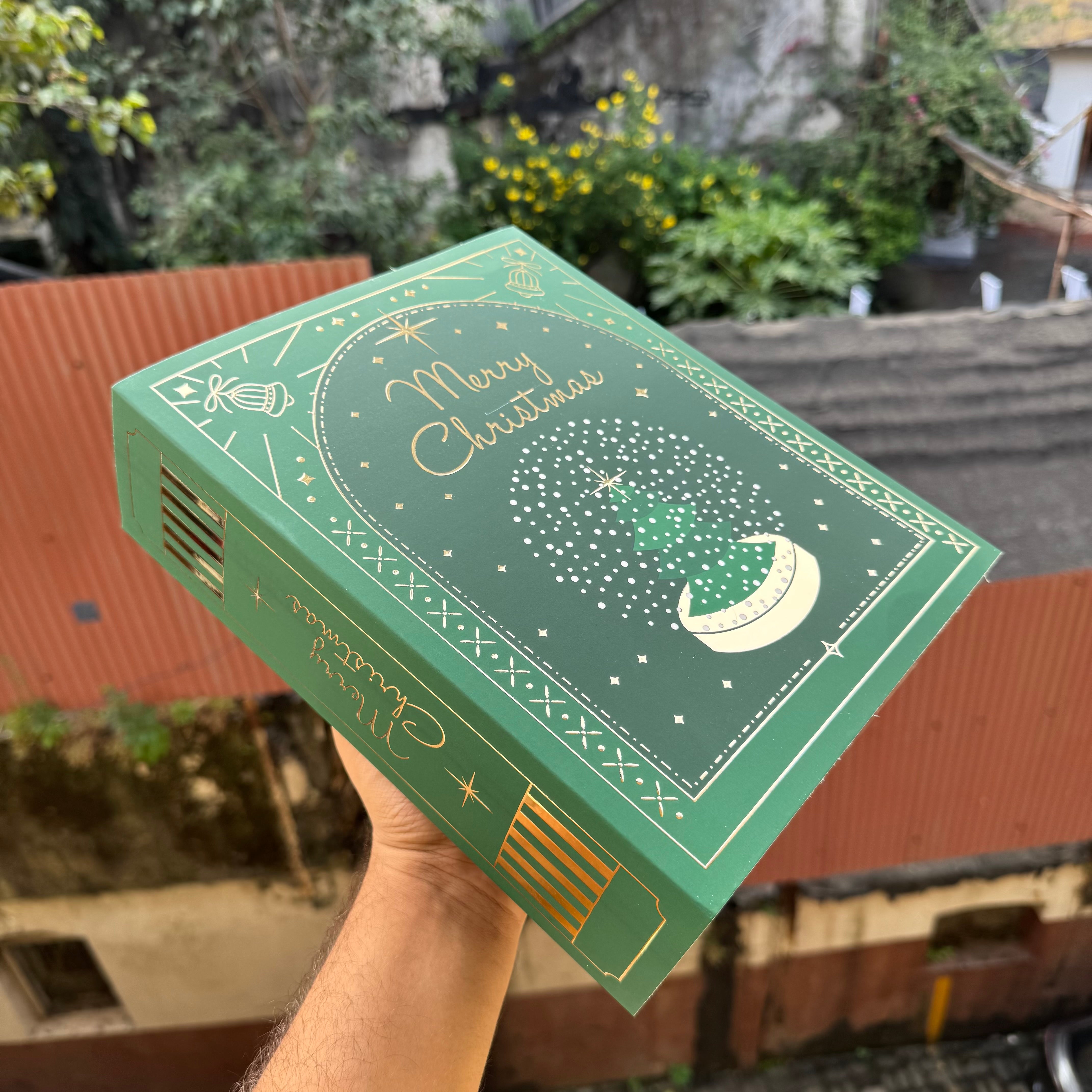 Christmas Book Slider Hamper Box | Green